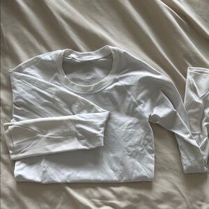 Lululemon White Long Sleeve Ribbed Top